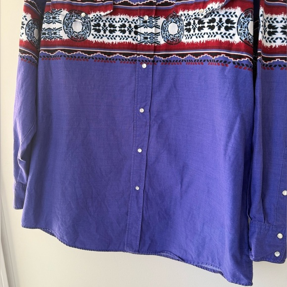 Vintage ASH CREEK Western Snap Button Up Shirt Purple 80s 90s Size L XL - Picture 5 of 6